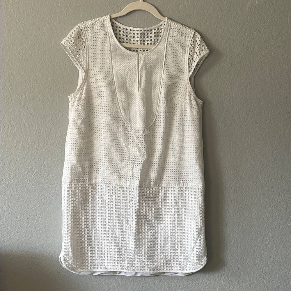 J. Crew Ivory Eyelet Cap Sleeve Mini Dress